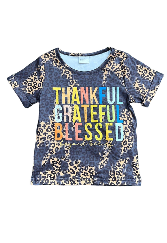 Thankful Grateful Blessed Leopard Tee