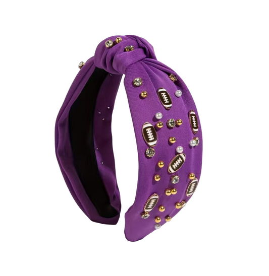 Purple Football Rhinestone Headband