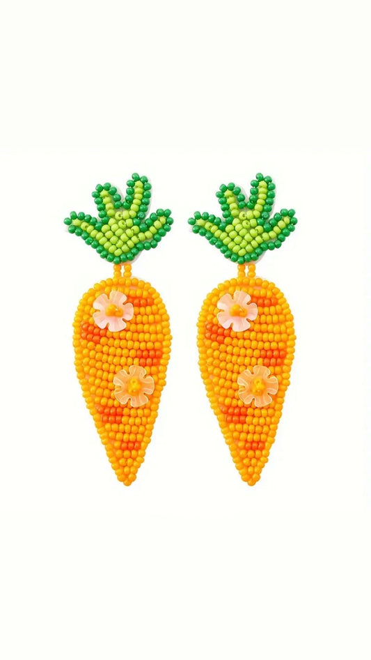 Carrot Beaded Earrings