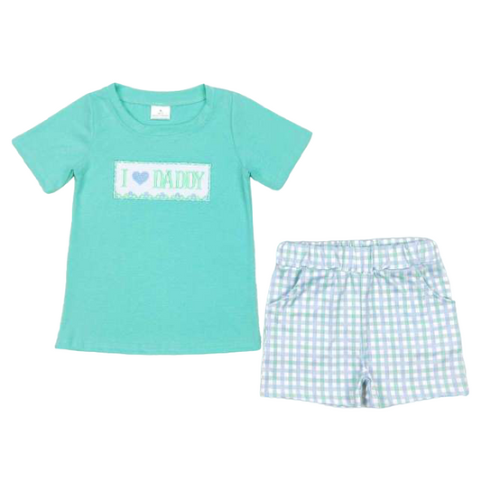 I Love Daddy Blue Short Set