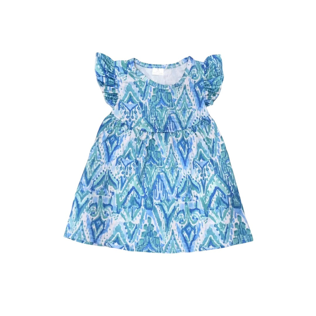 Blue Green Abstract Dress