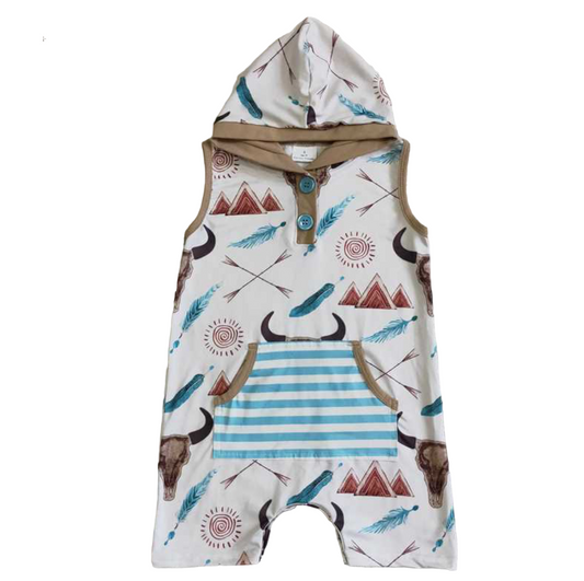 Boy Sleeveless Hooded Romper