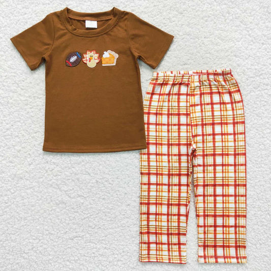 Brown Thanksgiving Plaid Turkey Set