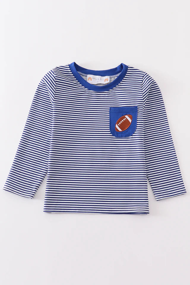 Royal Blue Stripe Football Long Sleeve