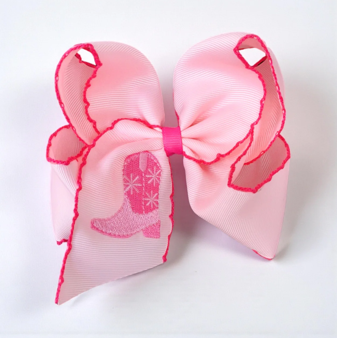 Pink Boot Hair Bow
