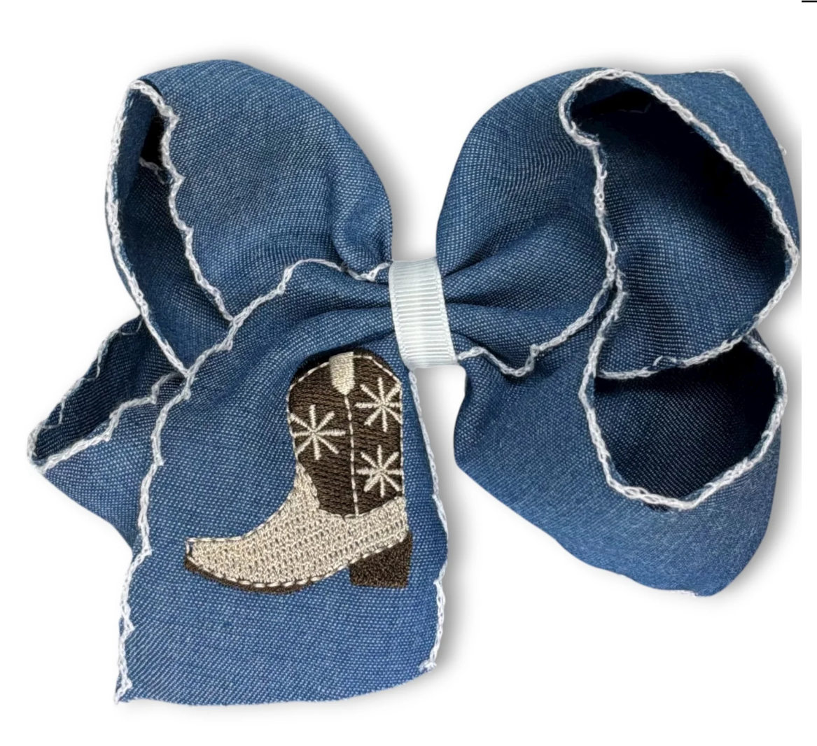 Denim Boot Hair Bow