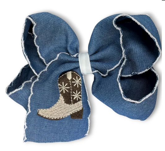Denim Boot Hair Bow