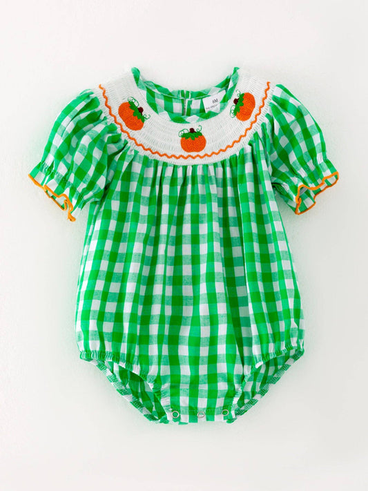 Green Gingham Smock Pumpkin Bubble