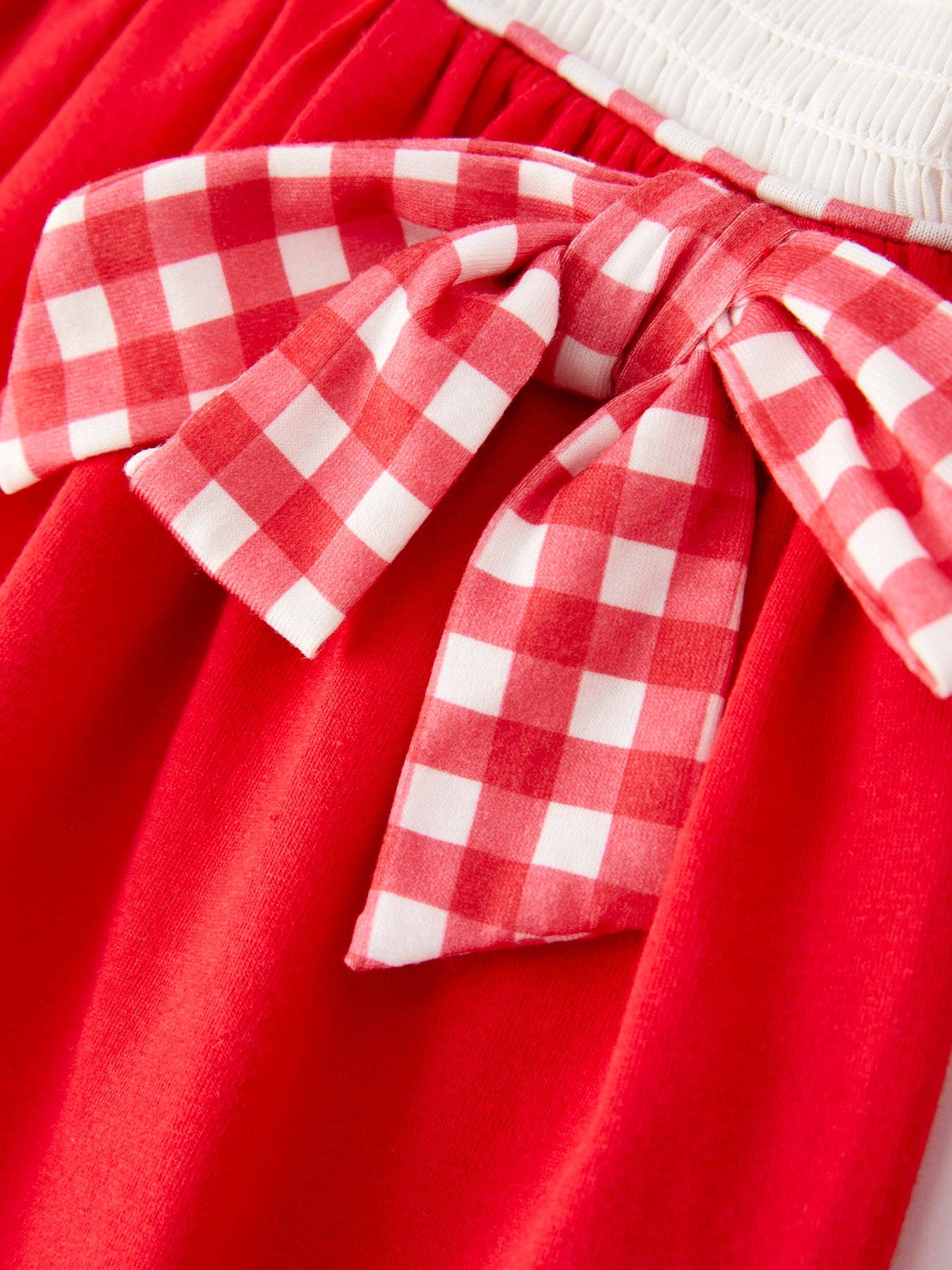 Christmas Bow Red Smocking Dress