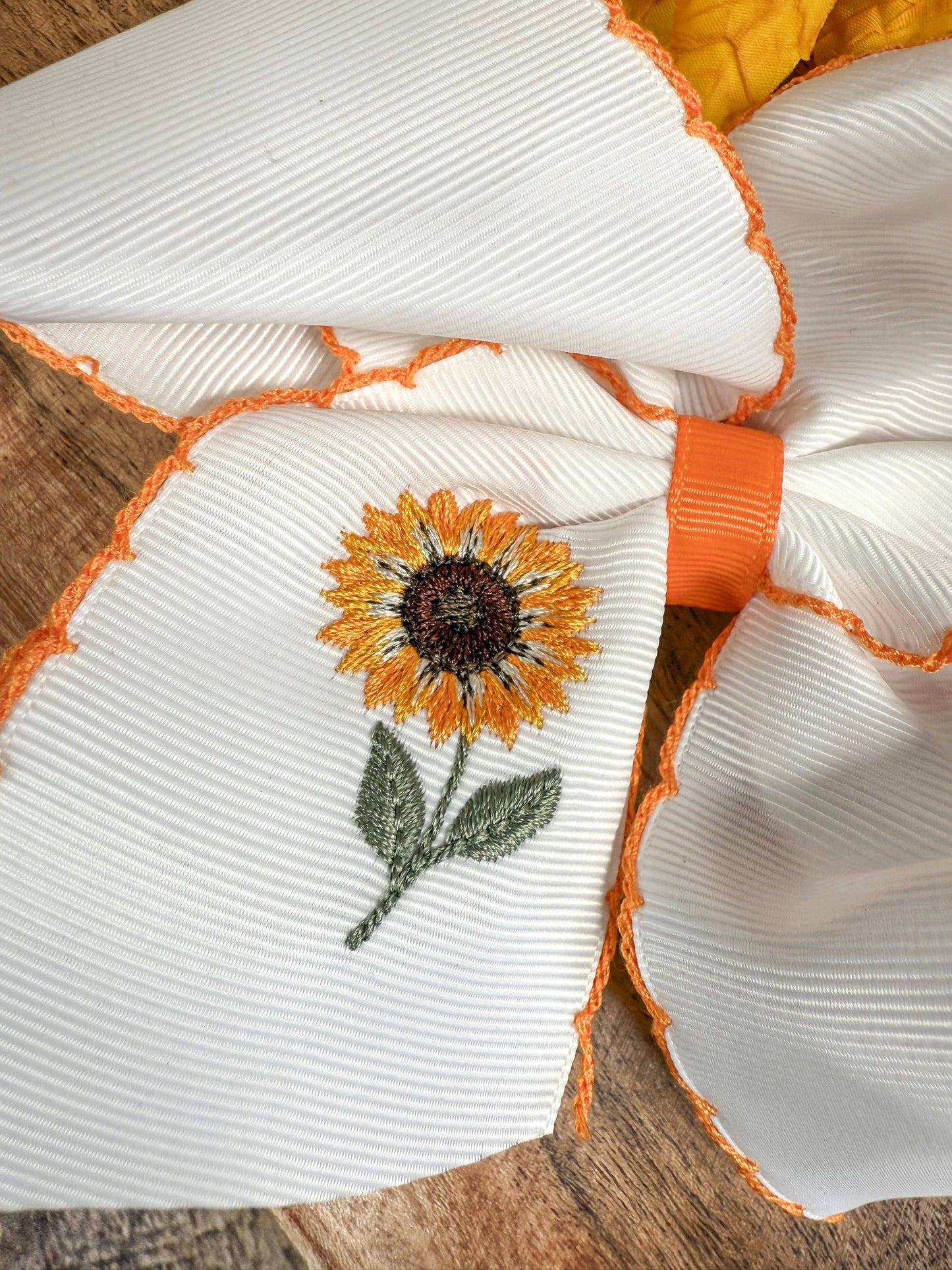 Sunflower Moonstitch Hair Bow