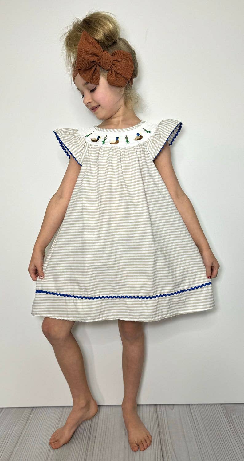 Mallard Smocked Girls Dress