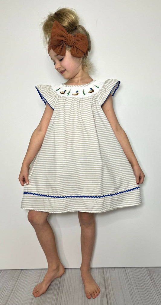 Mallard Smocked Girls Dress