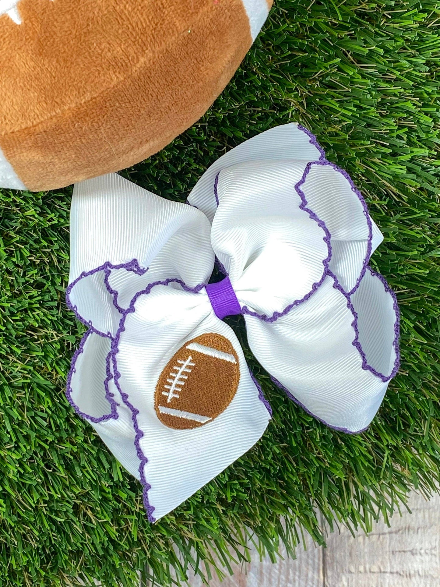 Football Moonstitch Hair Bows