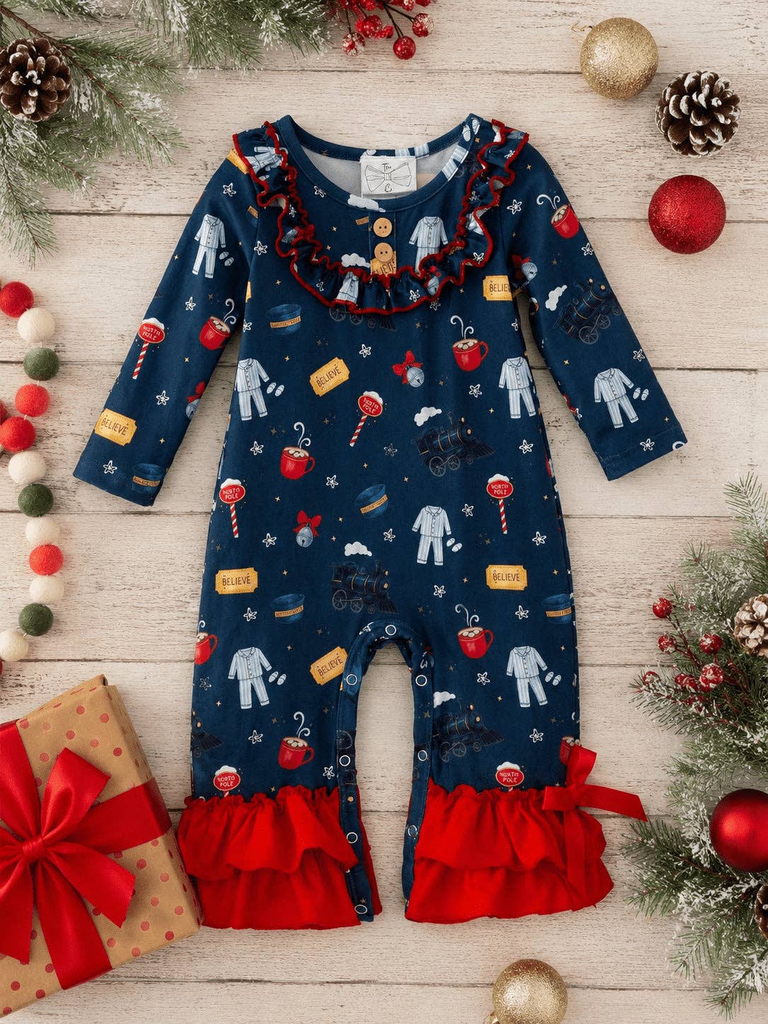 Polar Express Ruffle Romper