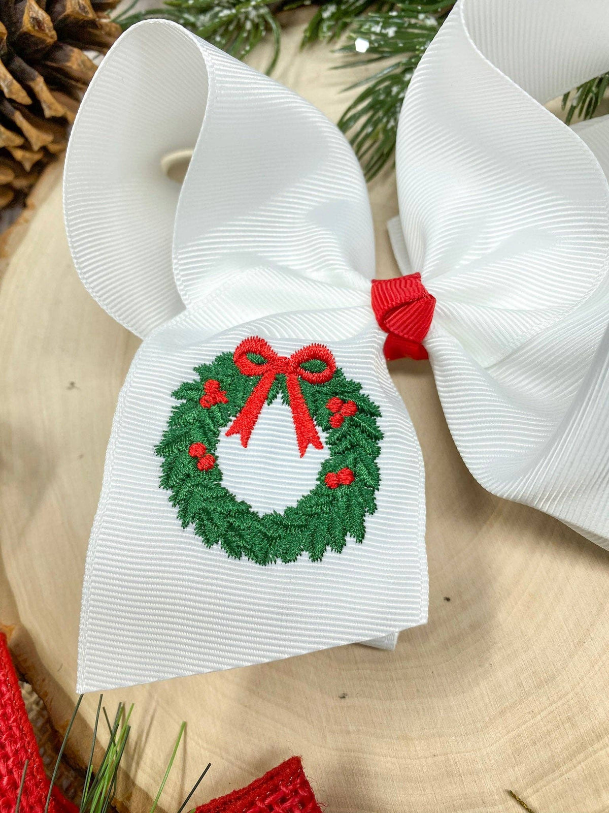 White Wreath Hair Bow