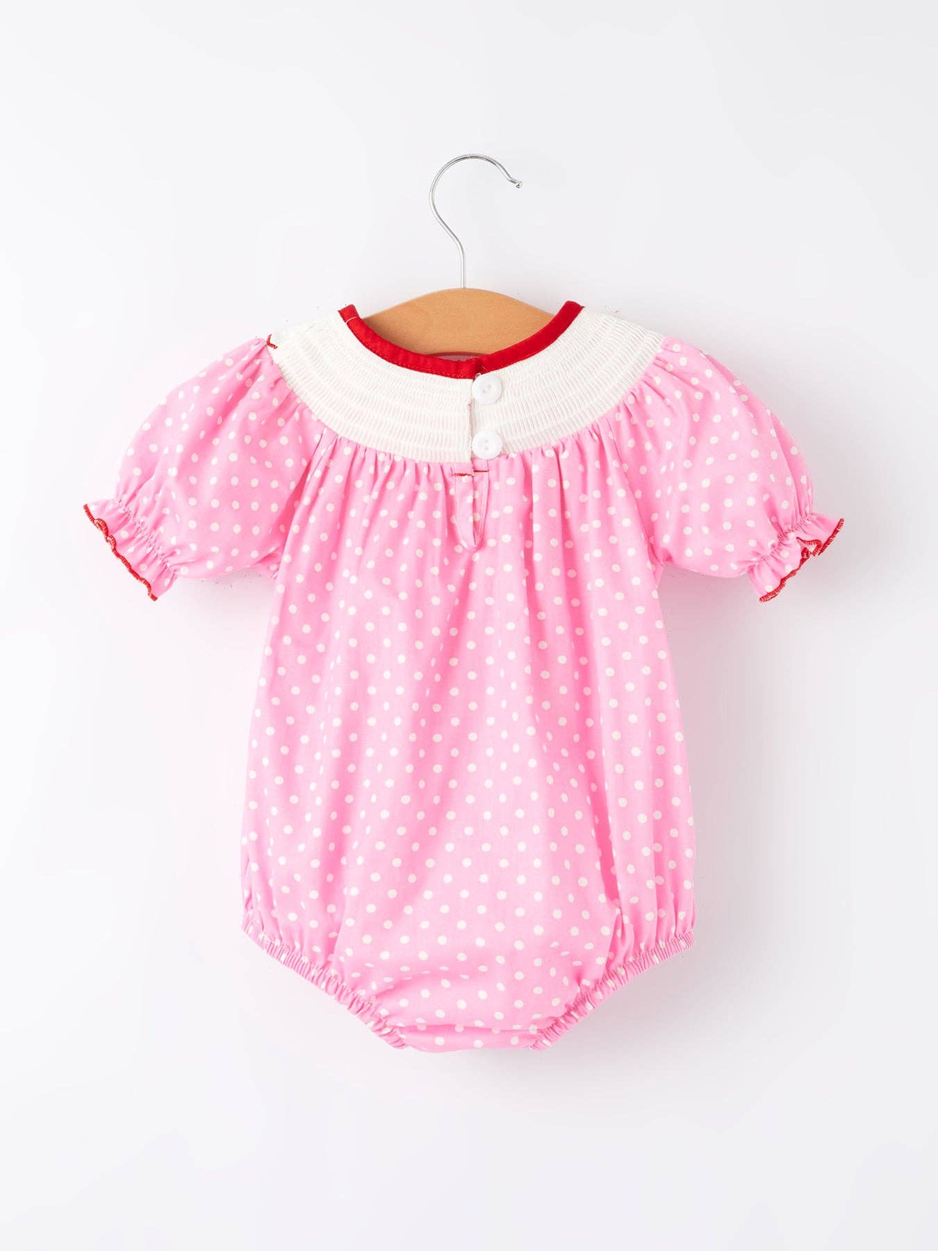 Valentine's Day Smocking Polka Dots Romper