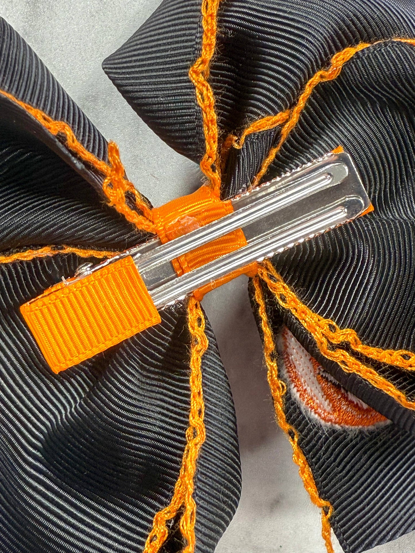 Jack-o-Latern Embroidered Hair Bow
