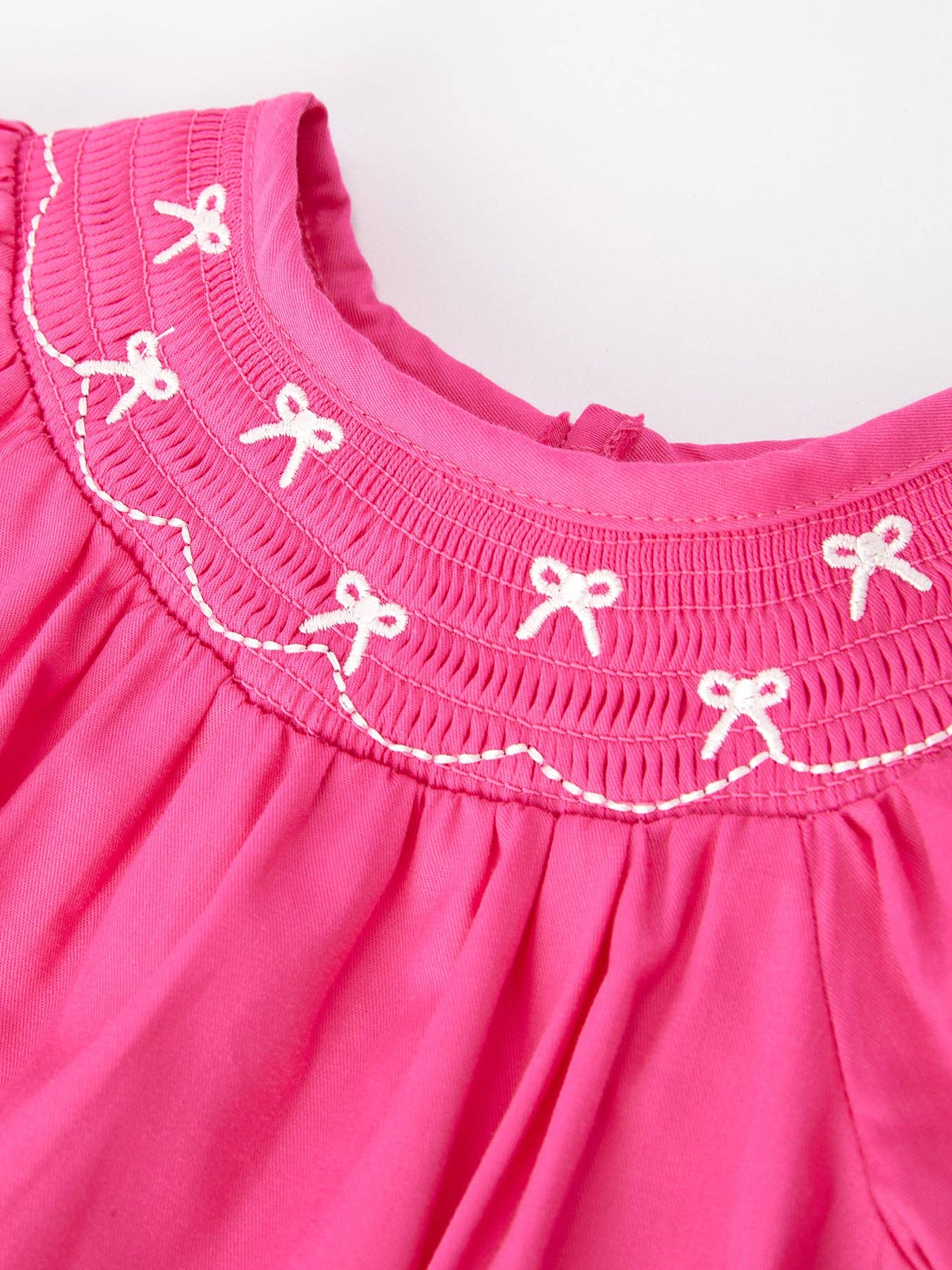 Bow Smocking Hot Pink Romper