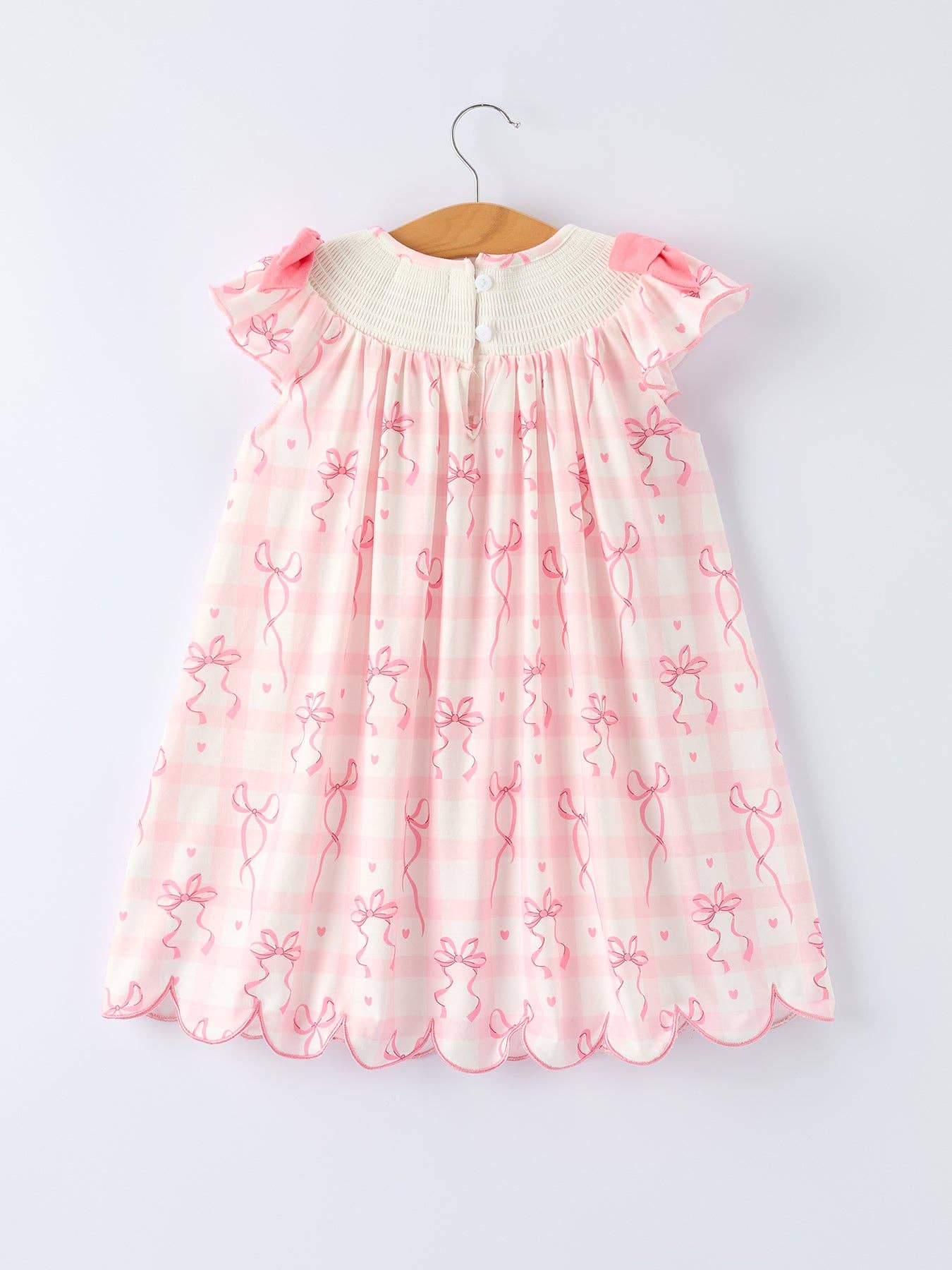 Pink Bow Teddy Smocked Dress