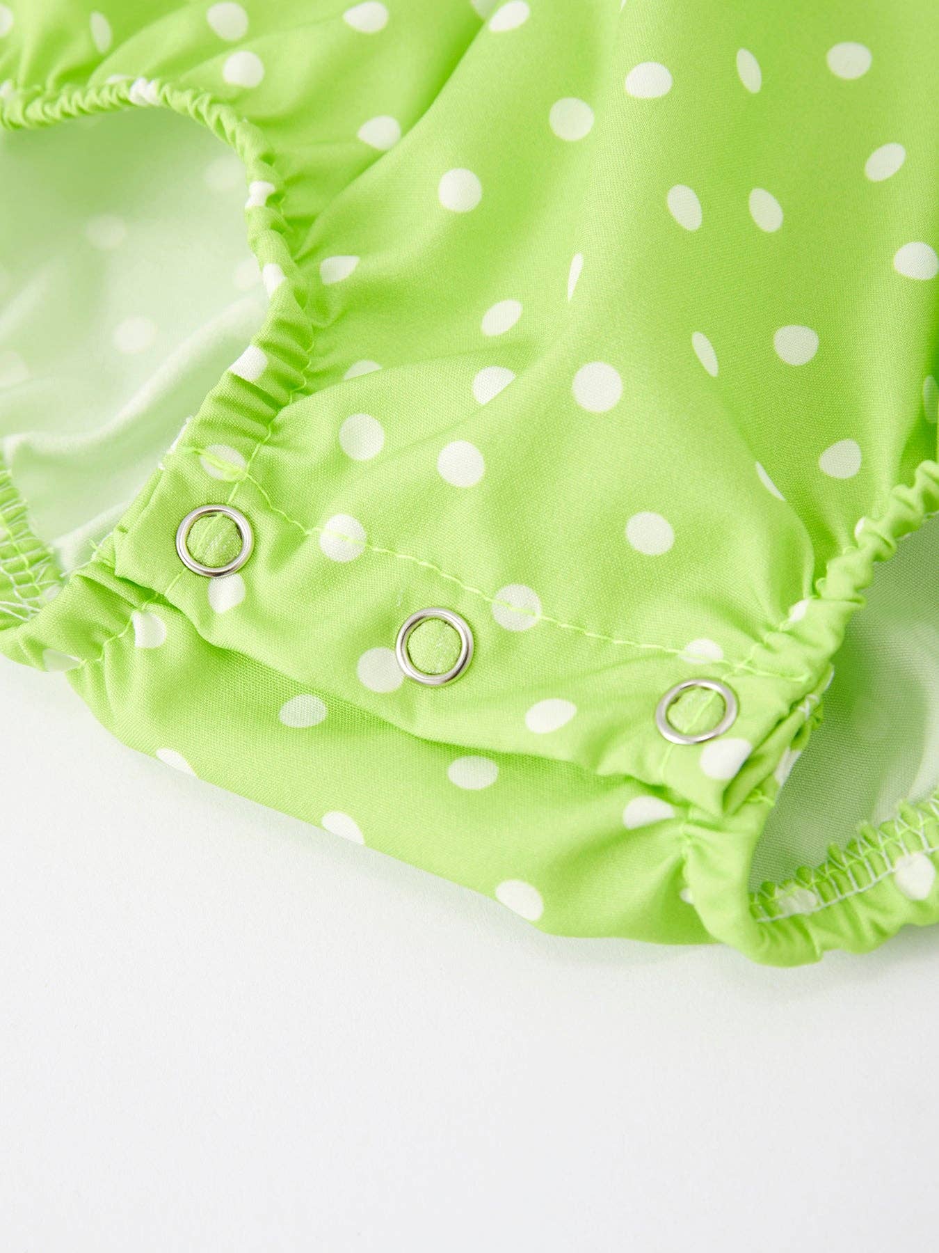 Green Santa Polka Dot Smocking Girls Bubble