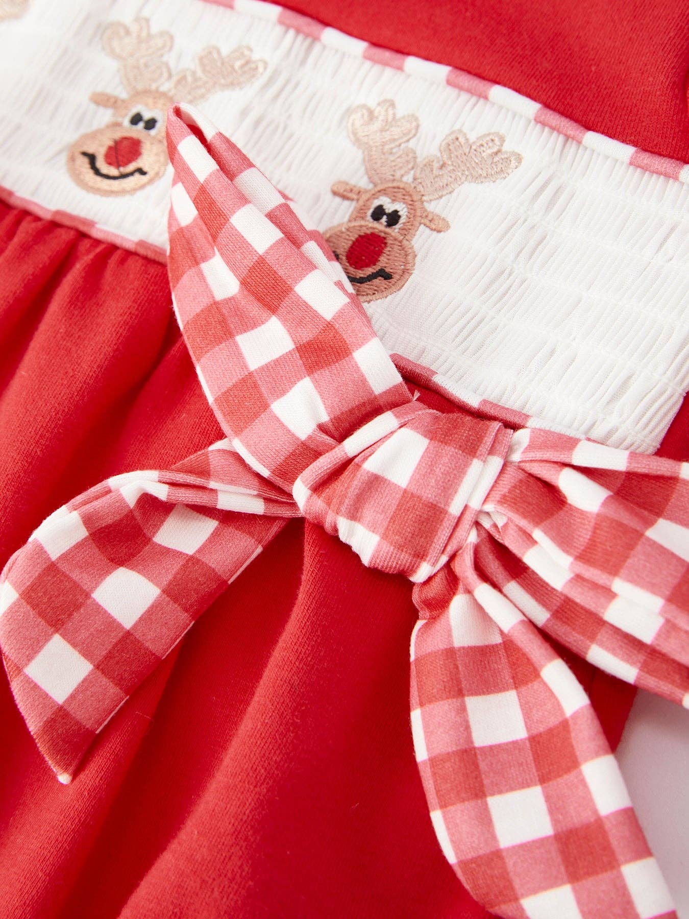 Christmas Smocking Bow Girls Bubble