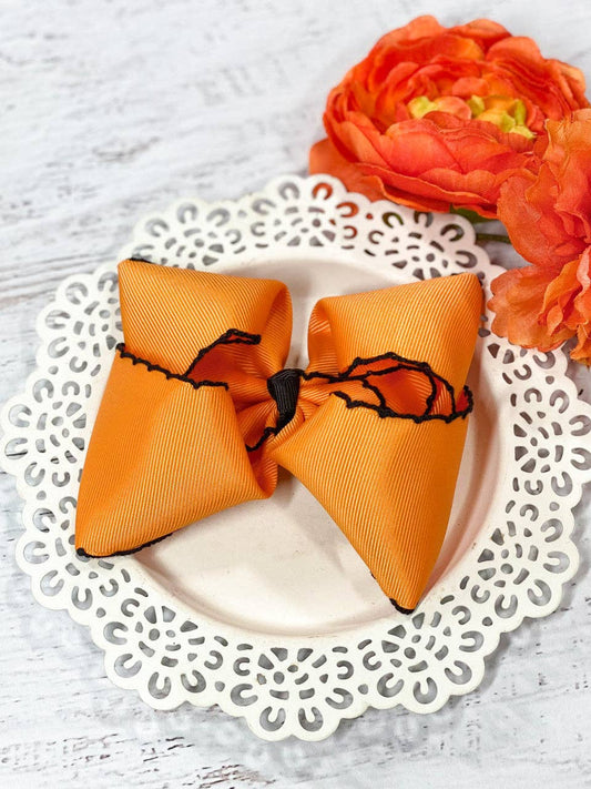Orange with Black Moonstitch Hair Bow