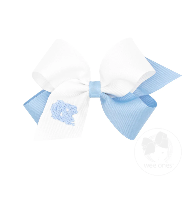UNC Two-Tone Medium Embroidered Hair Bow