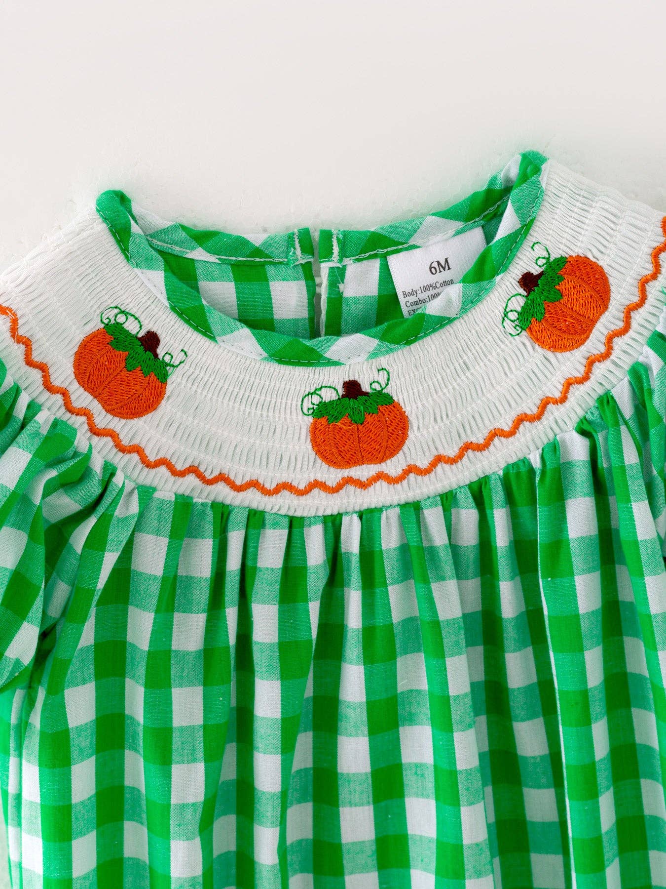 Green Gingham Smock Pumpkin Bubble