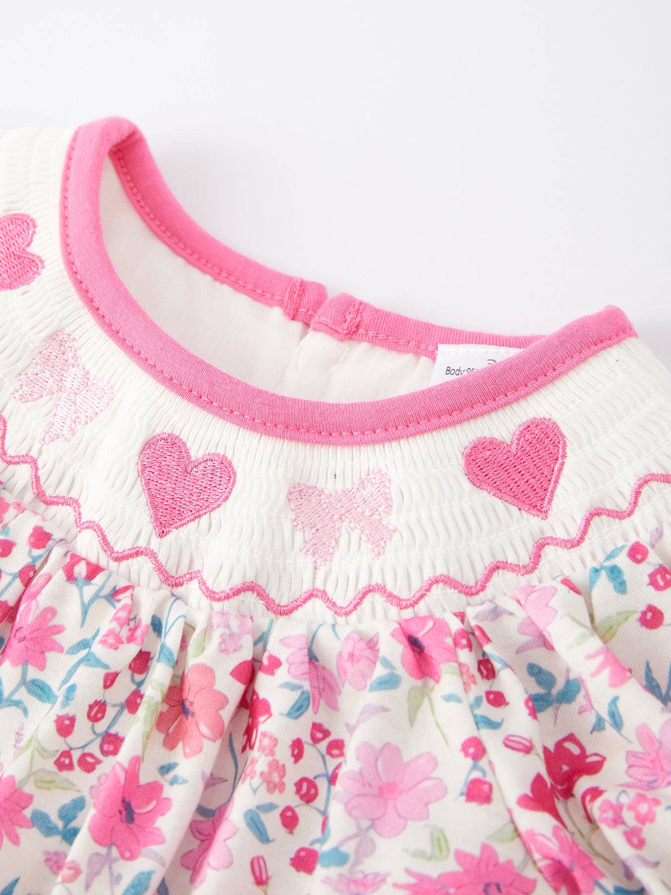 Smocking Heart Bow Romper