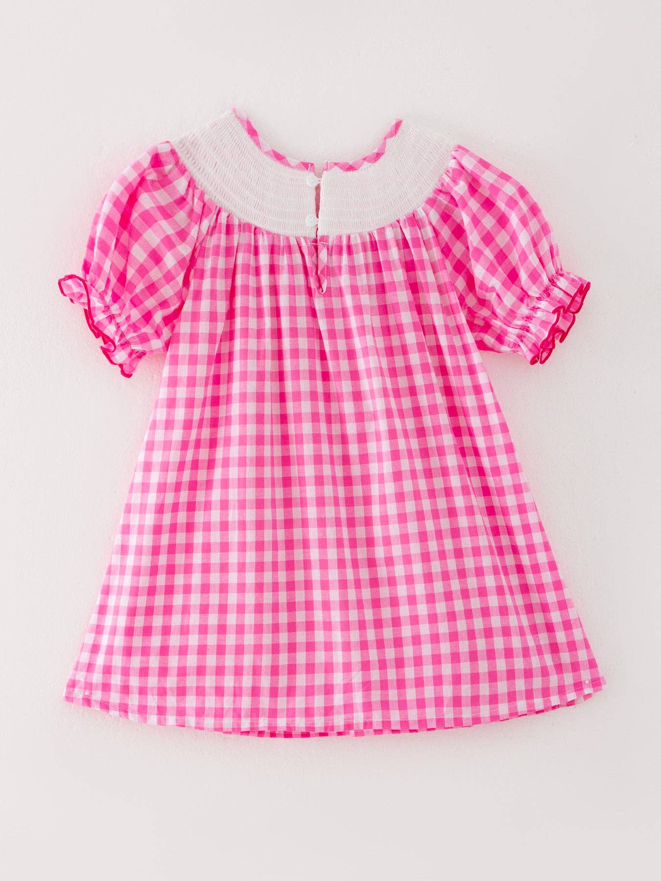 Pink Smocking Pumpkin Plaid Dress