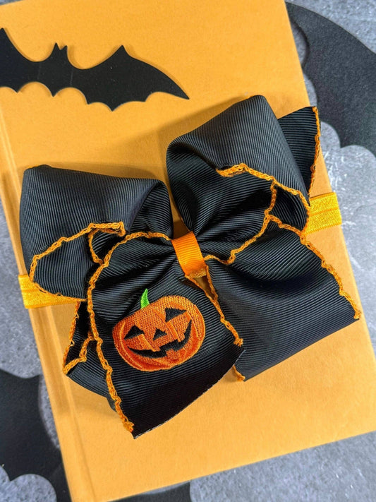 Jack-o-Lantern Embroidered Headband