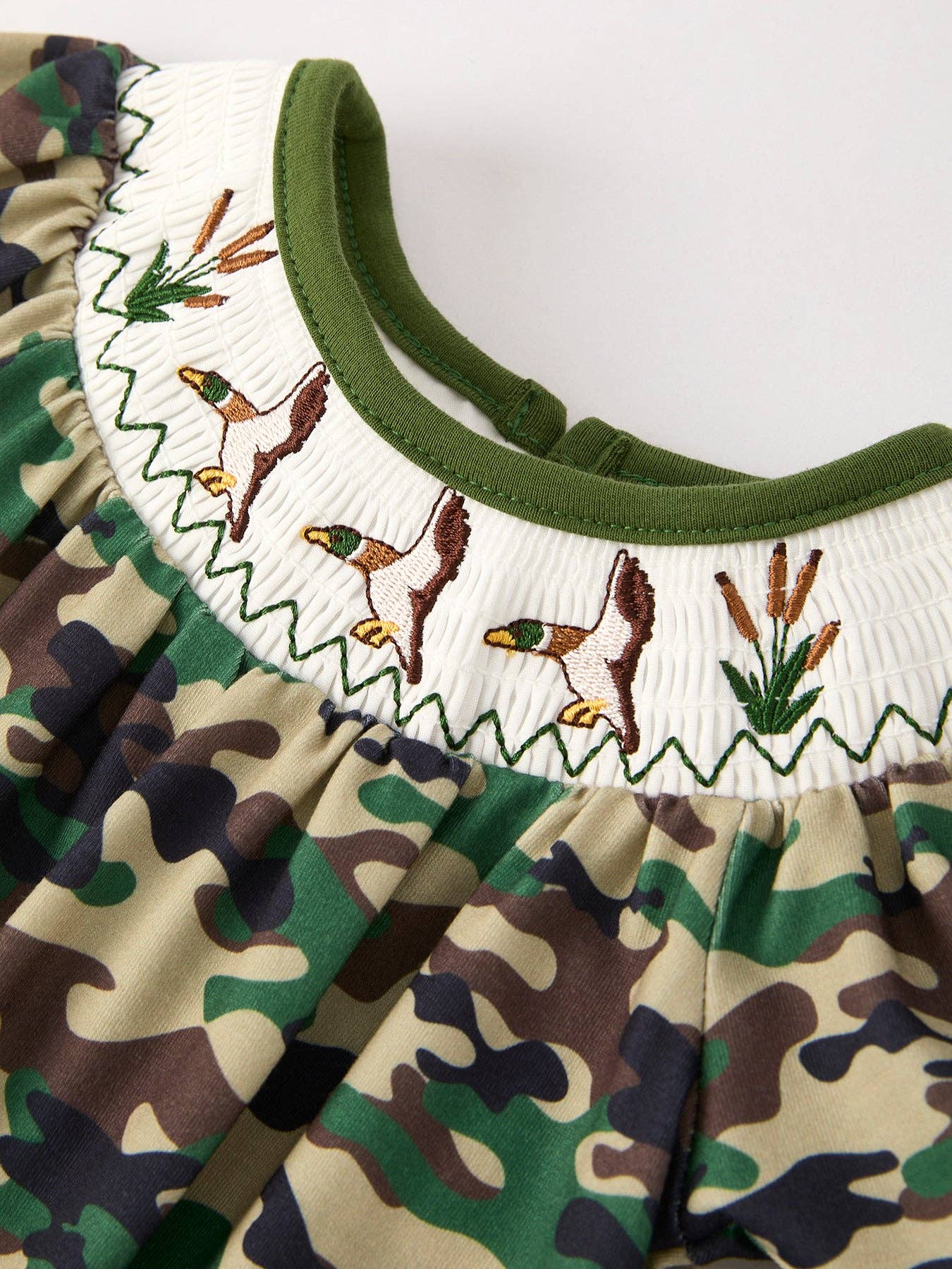 Camouflage Duck Smocking Dress