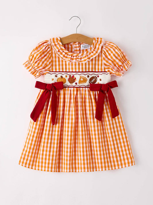Fall Orange Check Dress