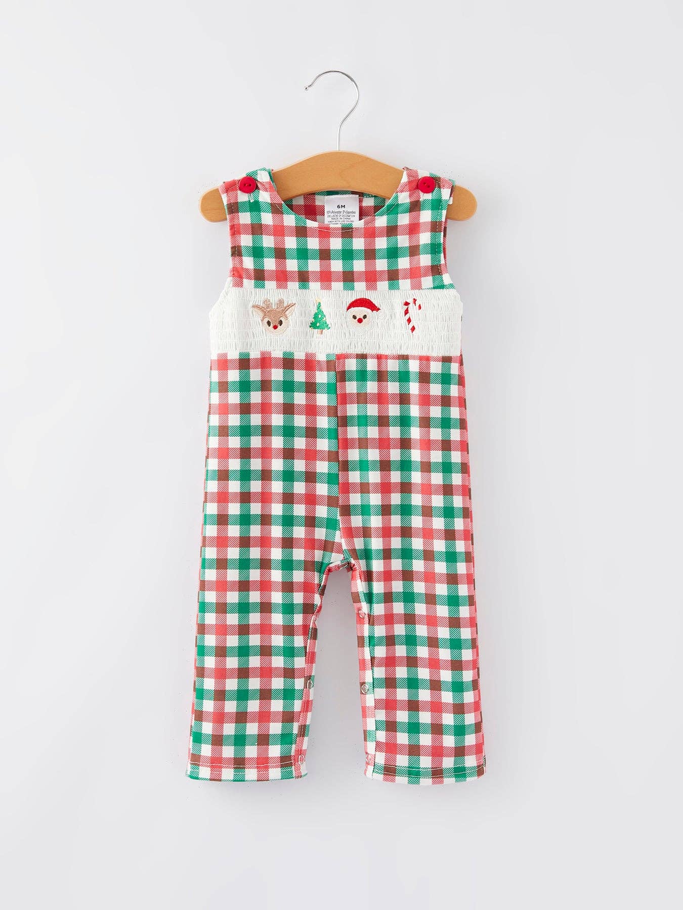 Christmas Plaid Smocking Boys Romper