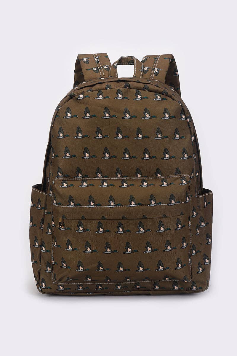 Brown Duck Printed Kids Backpack