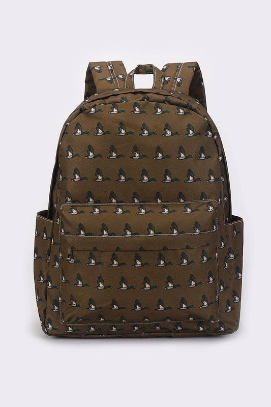 Brown Duck Printed Kids Backpack