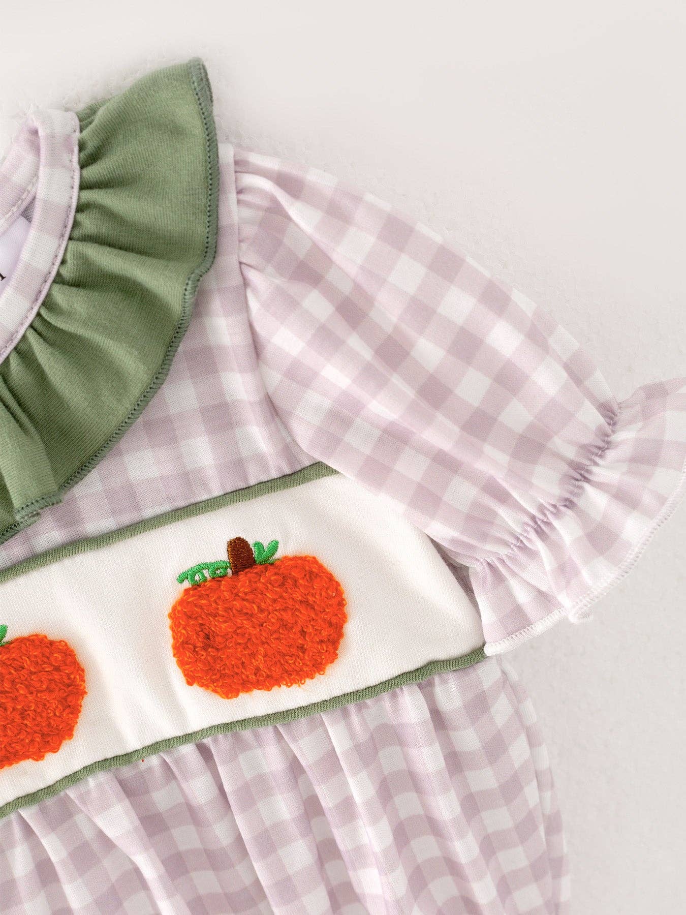 Pumpkin Chenille Plaid Romper