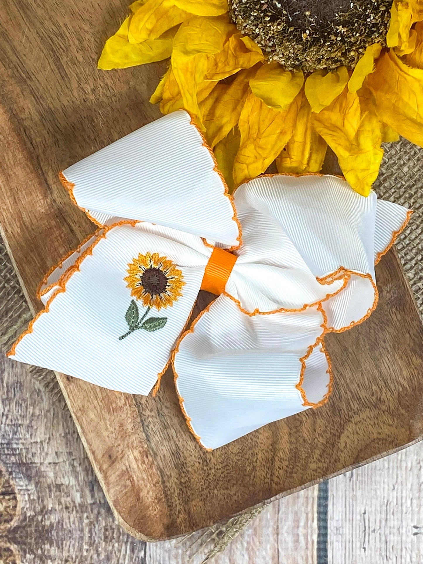 Sunflower Moonstitch Hair Bow