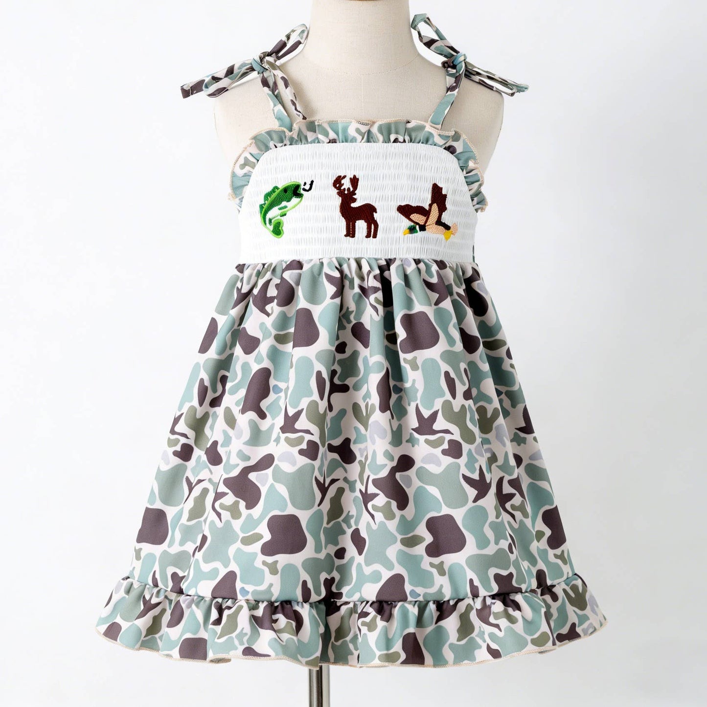 Muted Camo Smocked Dress