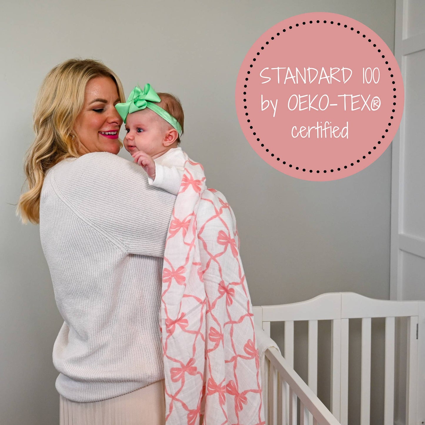 Pink Bows Swaddle Blanket