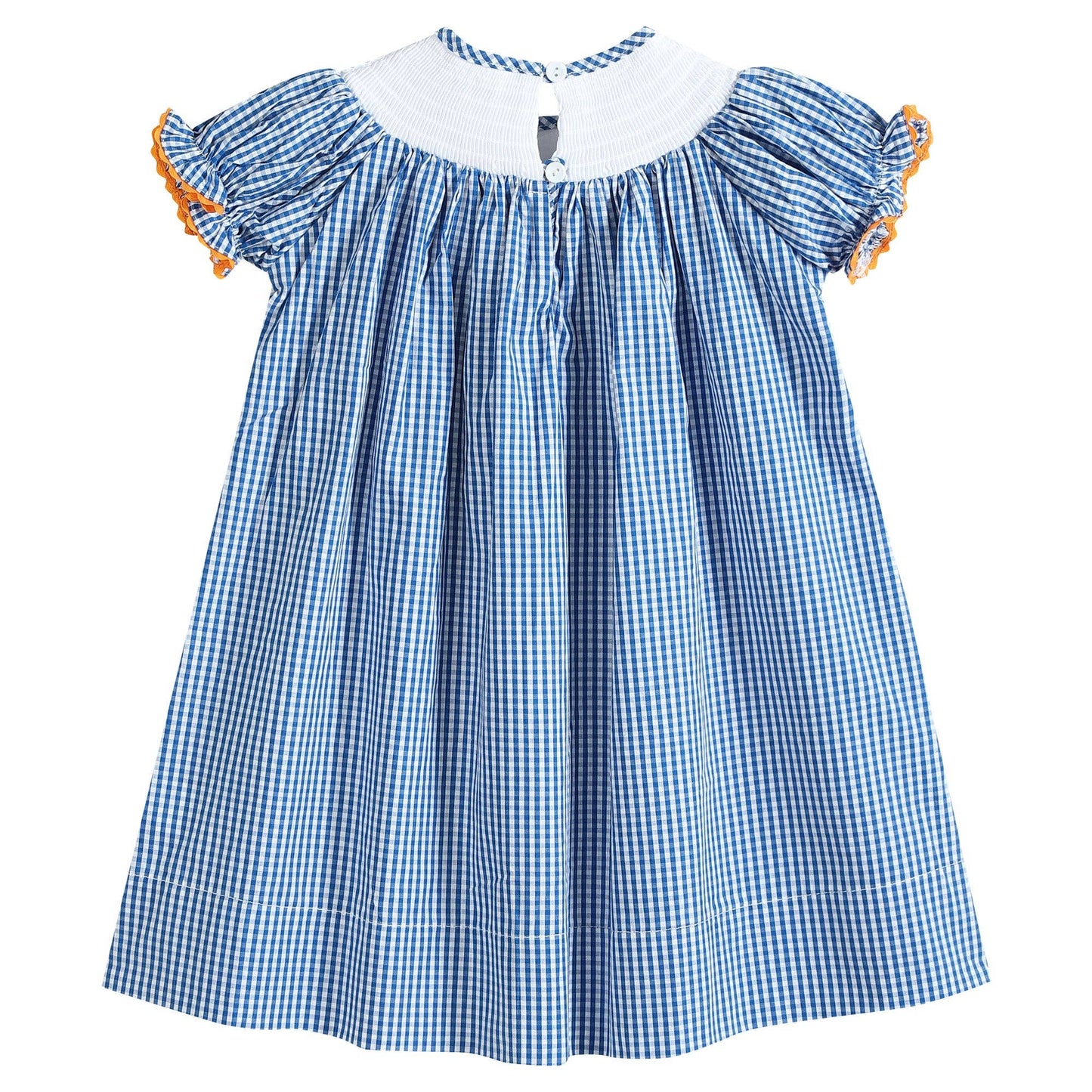 Blue Gingham Boo Smocked Bishop Dress