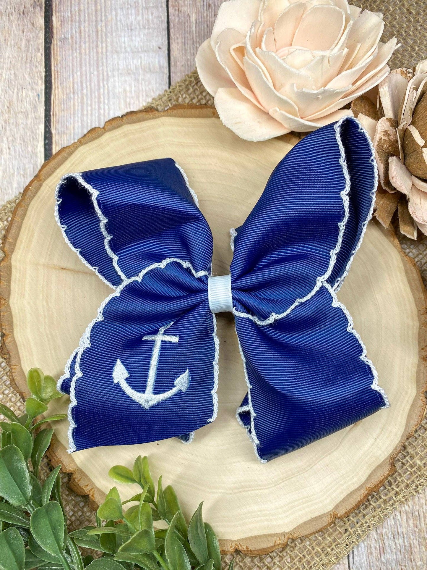 Anchor Moonstitch Hair Bow