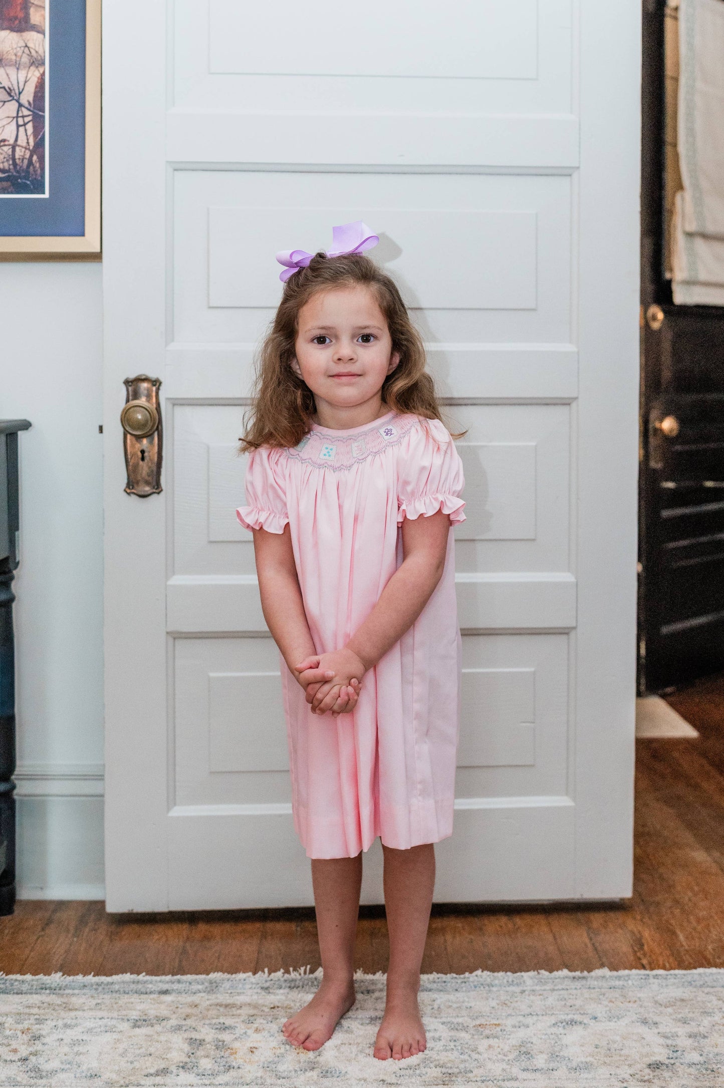 Mahjong Smocked Bishop Dress