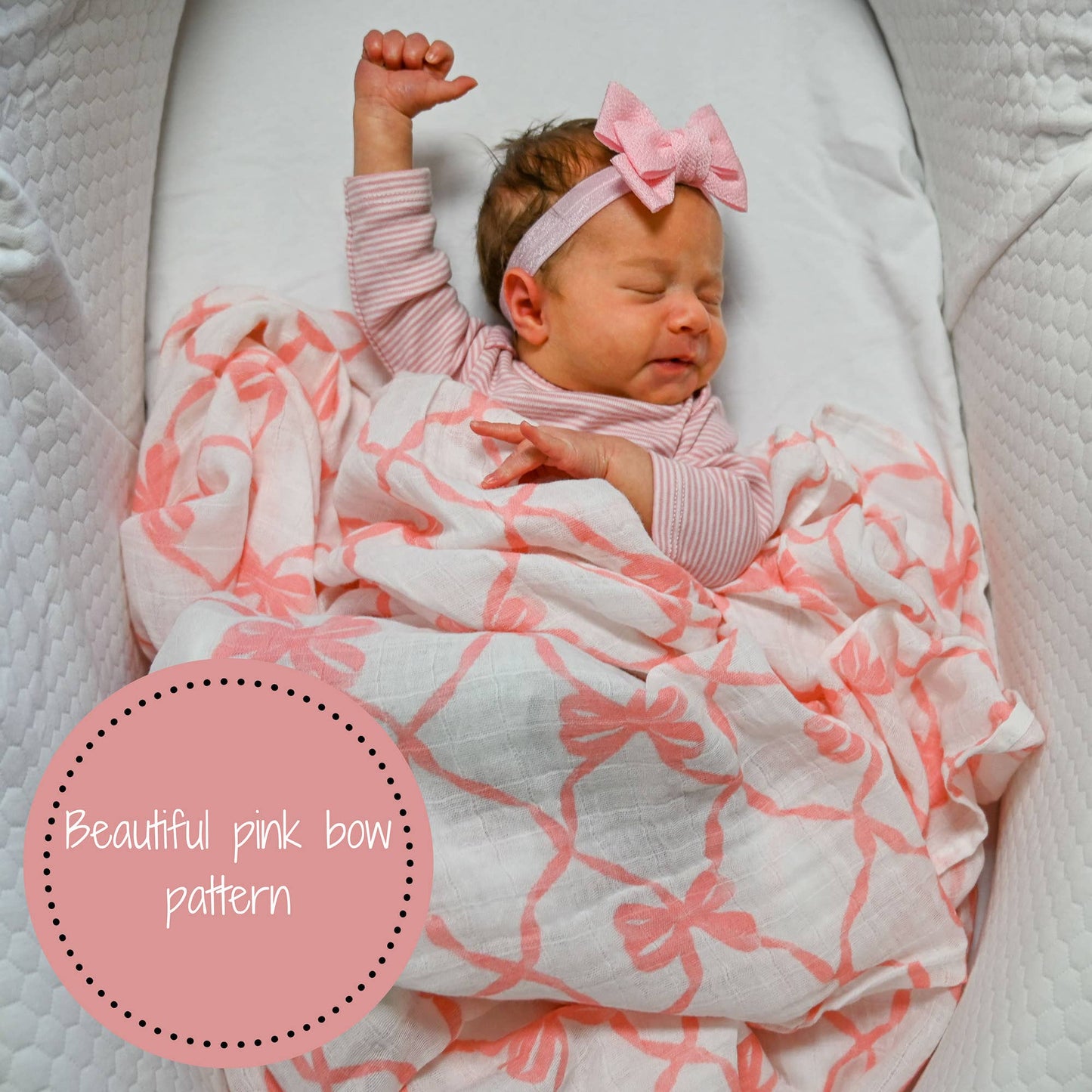 Pink Bows Swaddle Blanket