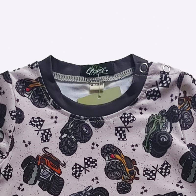 Monster Truck Boy Romper