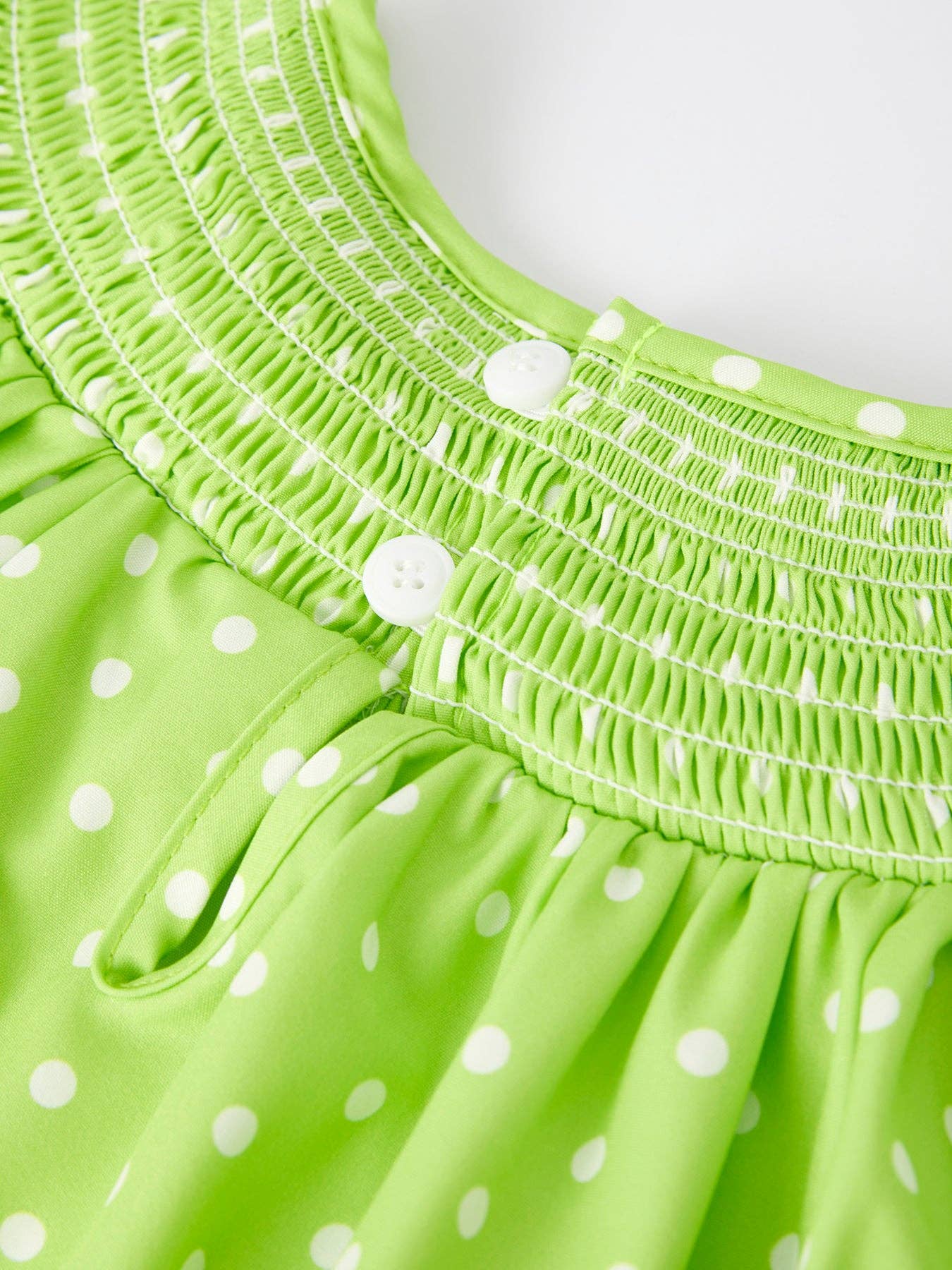 Green Smocking Santa Girls Dress