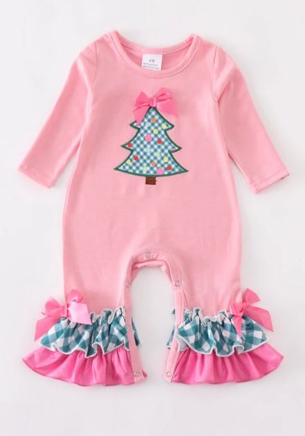 Pink Tree Ruffle Romper