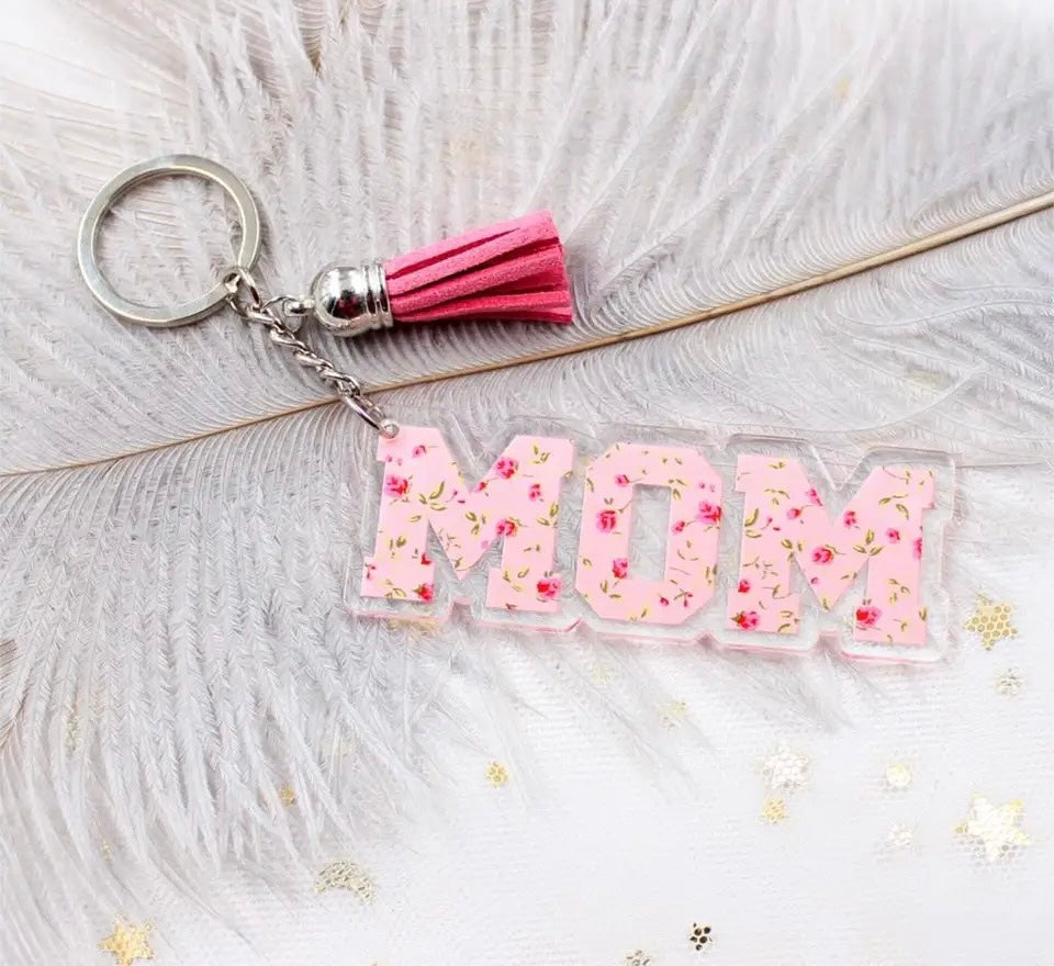 Floral Mom Tassel Keychains