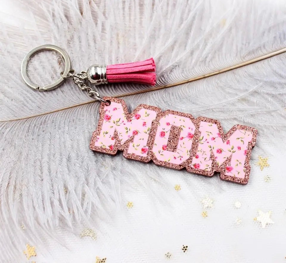 Floral Mom Tassel Keychains