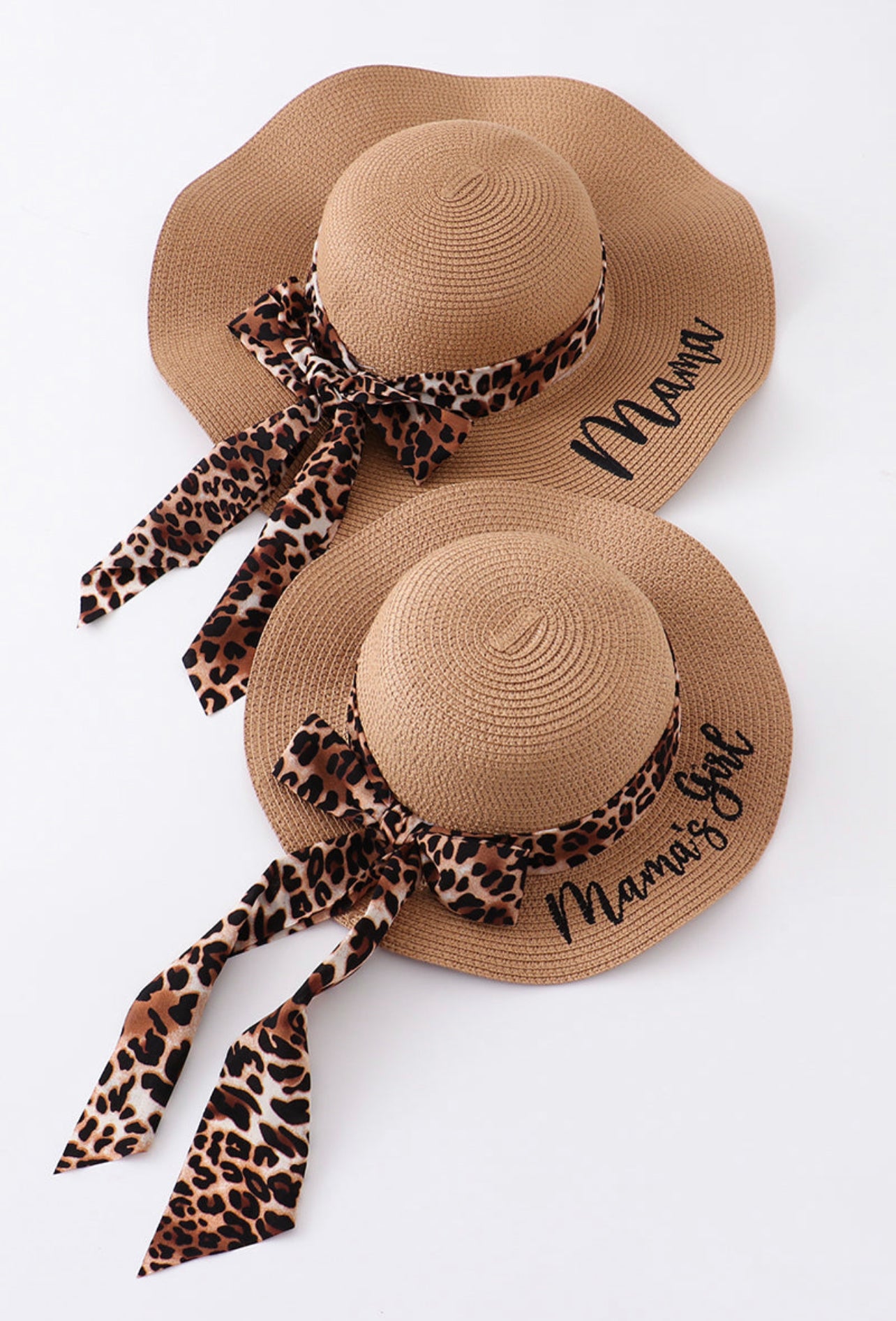 Leopard Straw Mom & Me Hats